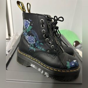 Black and Blue floral, platform Doc Martens